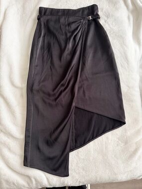Jkoo Korean Couture Black Asymmetric Wrap Skirt